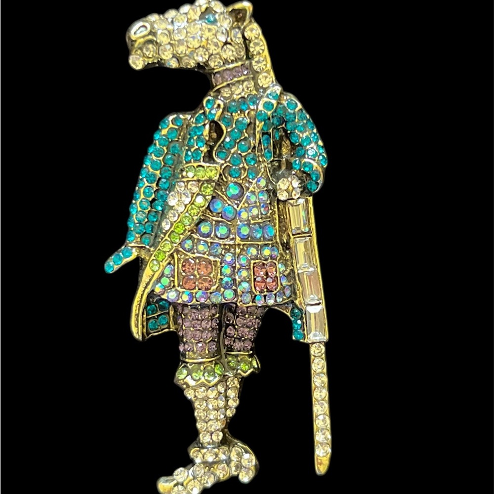 Vintage Jeweled Cavalier Horse Brooch/Pendant